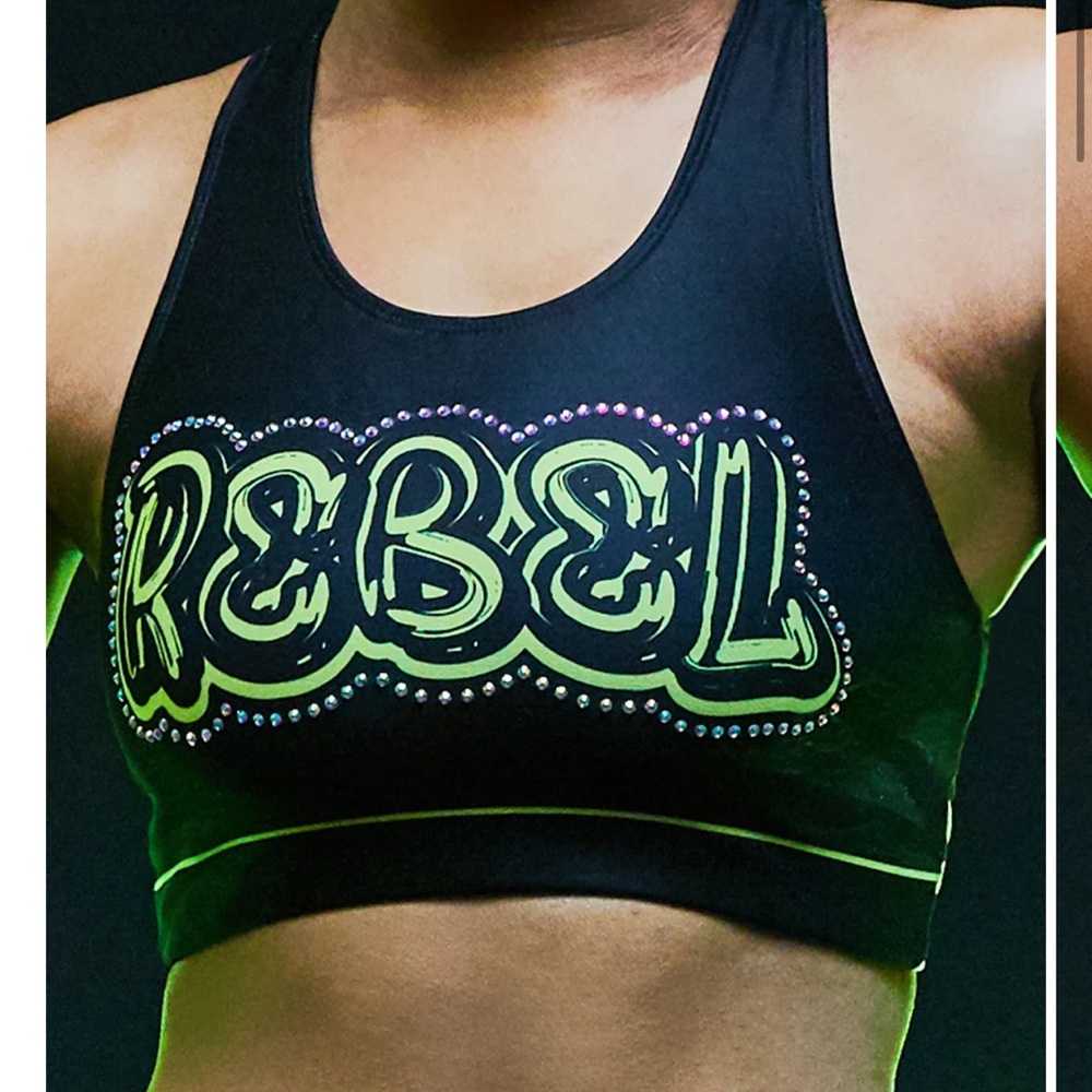 Rebel Laslie sports bra. Neon AXS
